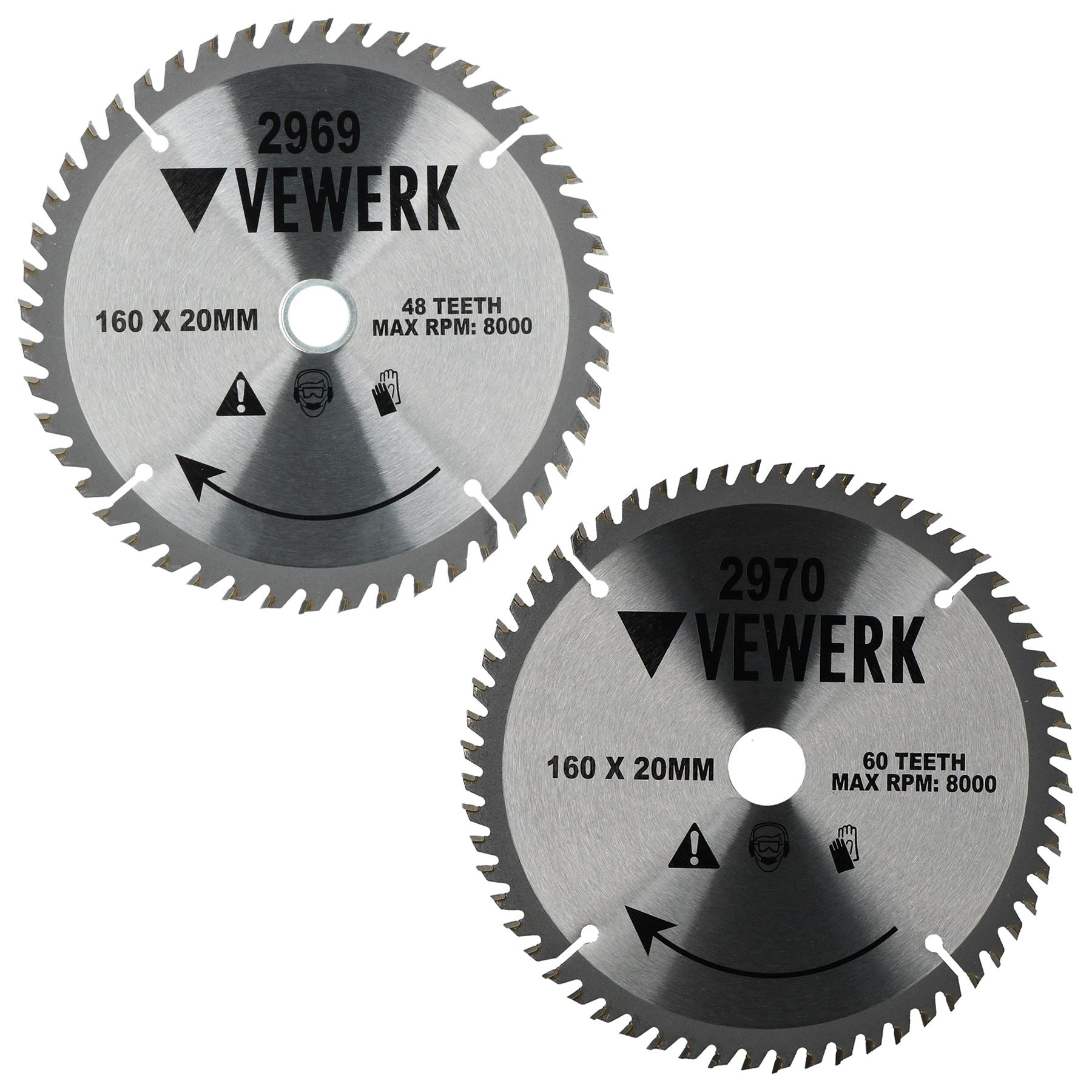 2pk 160mm x 20/16mm 48T & 60T TCT Circular Saw Blade Tungsten Carbide