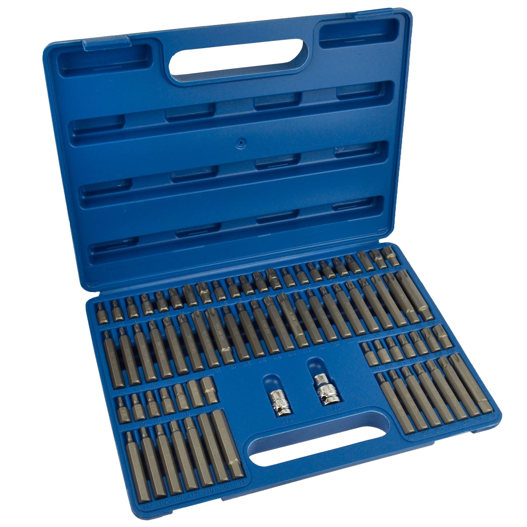 74pc Hex (Allen), Star (Torx), Spline, Tamperproof & Ribe Bit Socket Set TE341