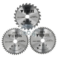 3 Pack - 210mm X 30mm TCT Circular Saw Blade Set 24T 40T 48T Wood Cutting