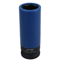 21mm Double Deep Impact Metric Alloy Wheel Nut Socket Thin Walled 1/2in Drive