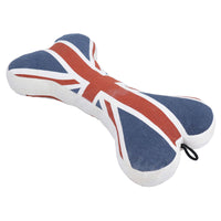 Large Sylish Union Jack Bone Canvas Dog Puppy Toy With Squeak Gift -(30cm L)