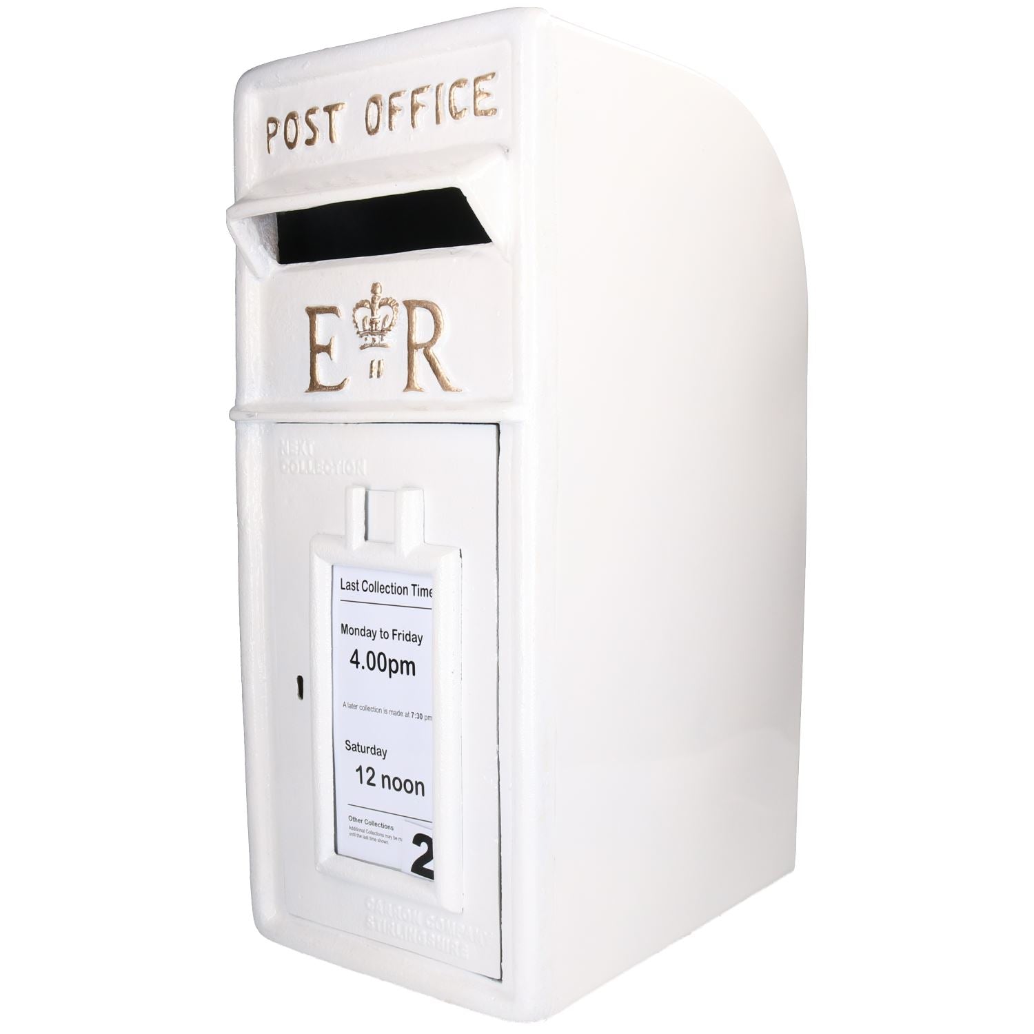 White ER Royal Mail Post Mail Letter Box Replica Cast Iron Post Office Lockable