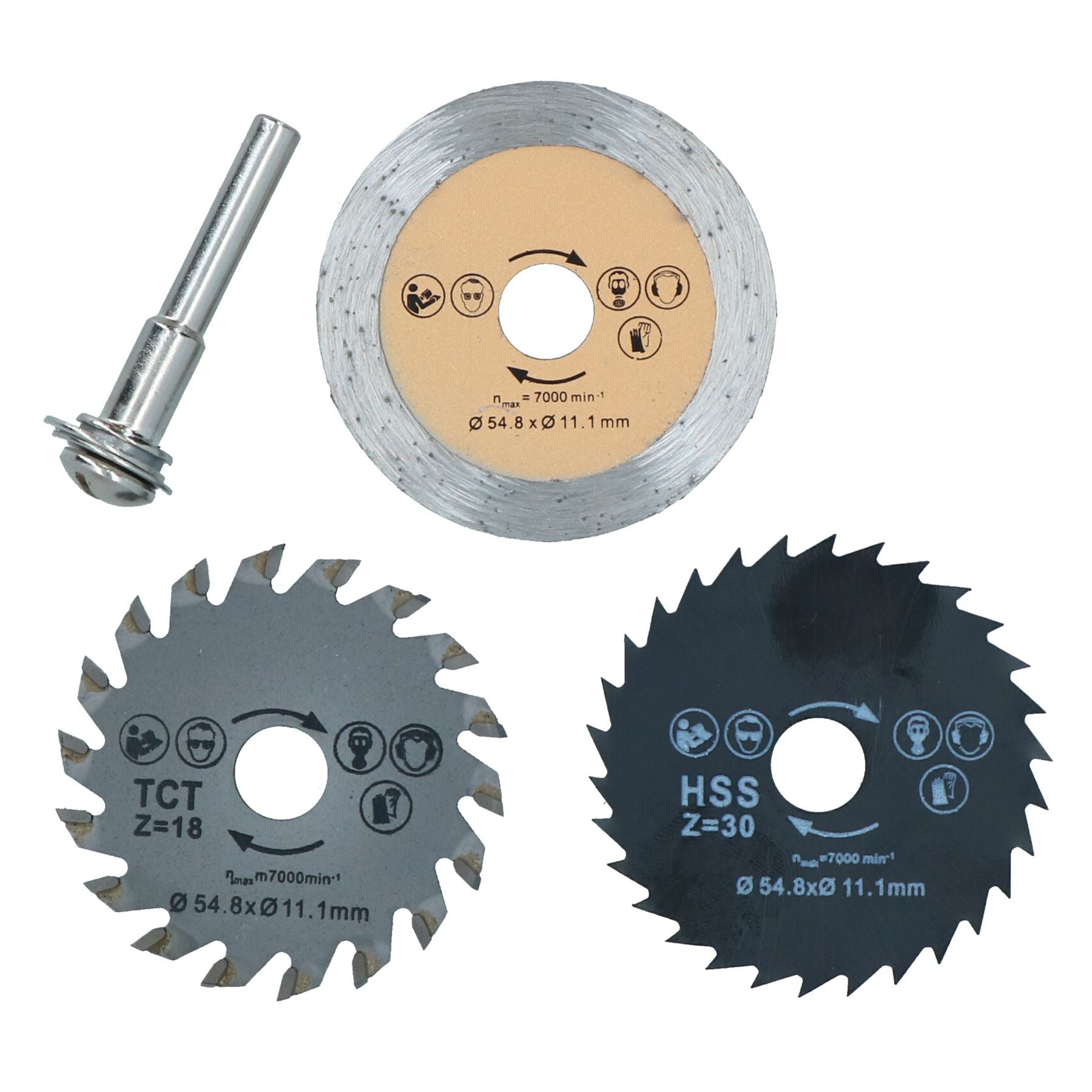 3pc Mini Saw Blade Set HSS TCT + Diamond Blades 6mm Mandrel Wood Steel