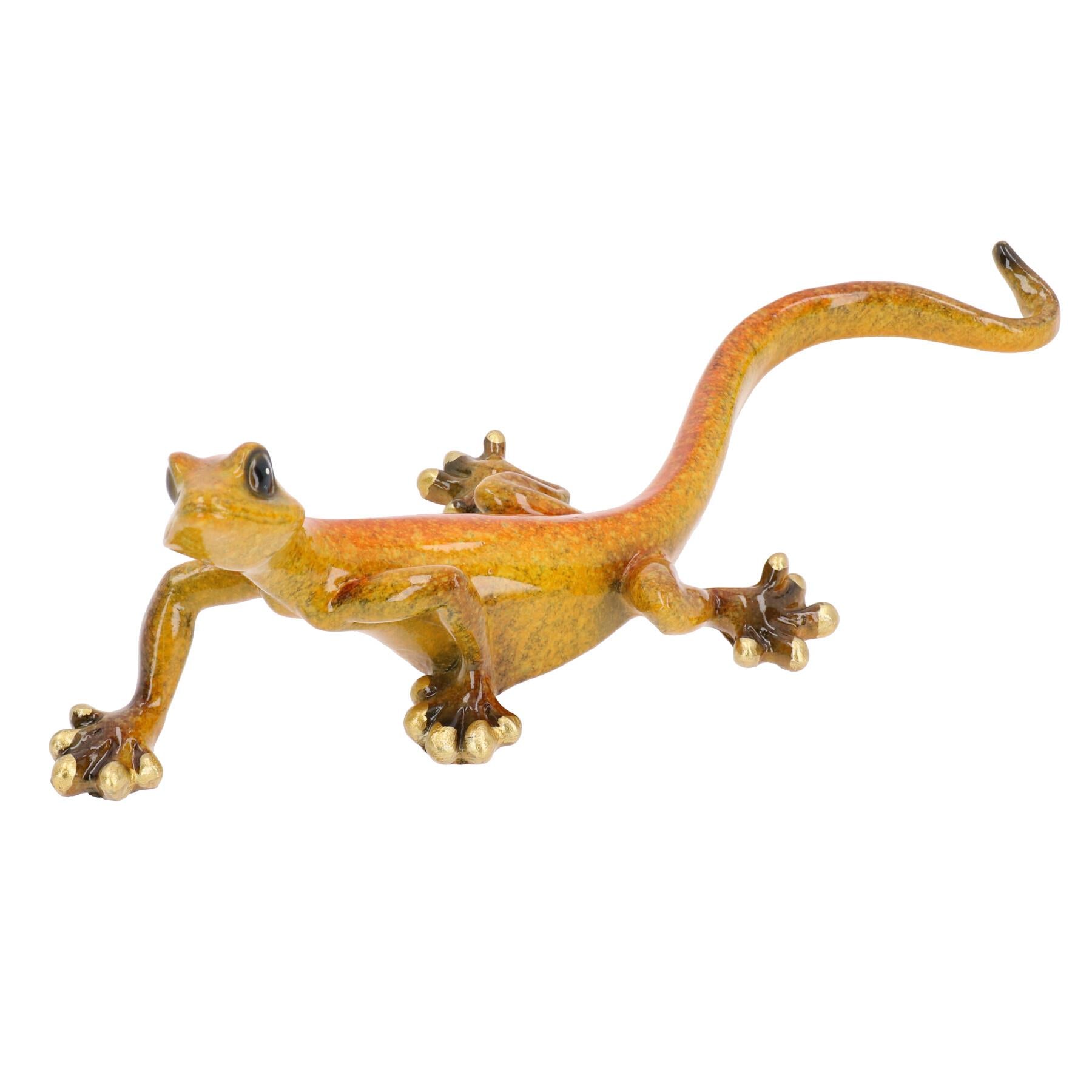 Yellow Speckled Gecko Lizard Resin Wall Shed Sculpture Statue House Small